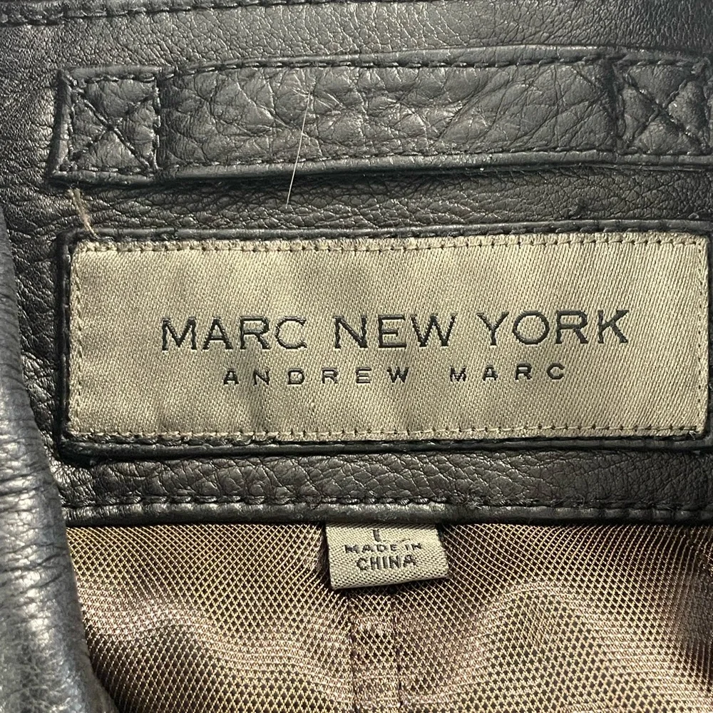 Andrew Marc New York Pebbled Black Leather Jacket - Picture 5 of 16